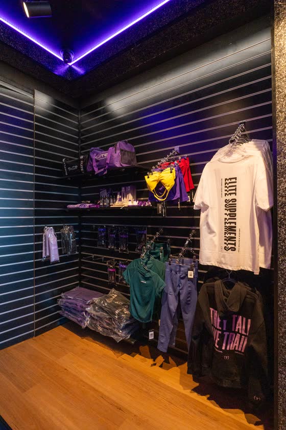 Branded merchandise wall in a retail store